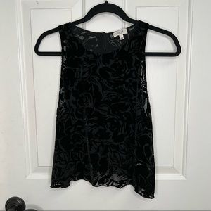 Aritzia Wilfred Black Floral Tank with Silk and Felt detailing